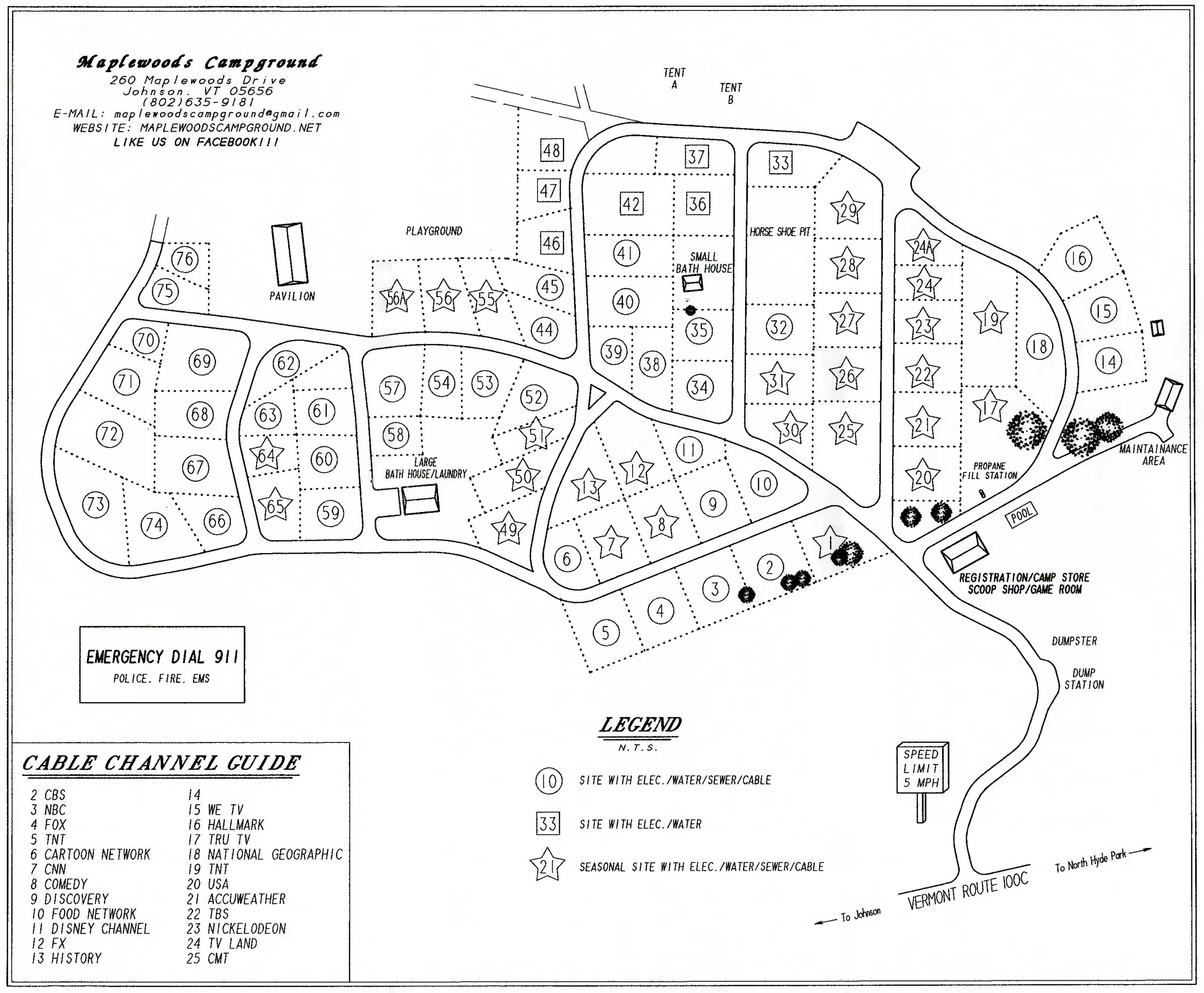 Maplewoods Campground site Map